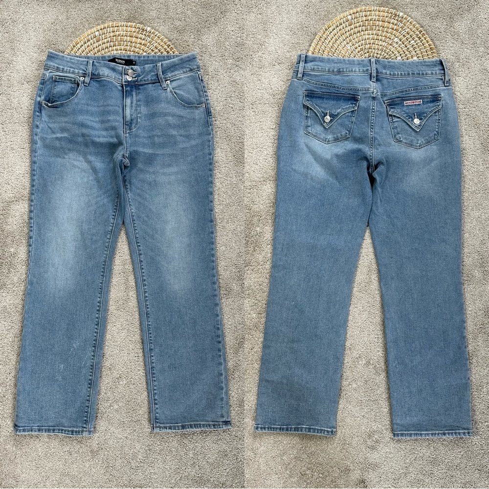 Hudson Women’s Straight Icy Blue Button Back Pocket Crop Jeans H0524-01 Size 10